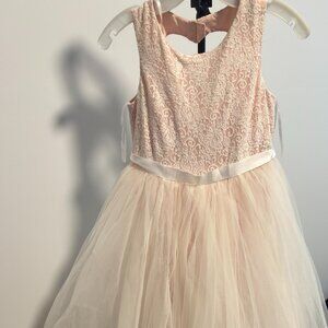 Ball Gown Flower Girl Dress with Heart Cutout , Whisper Pink , Size 14